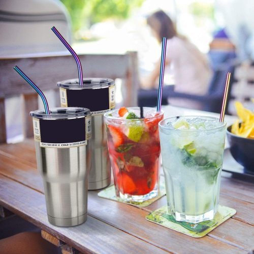 Stainless steel straws in glass drink