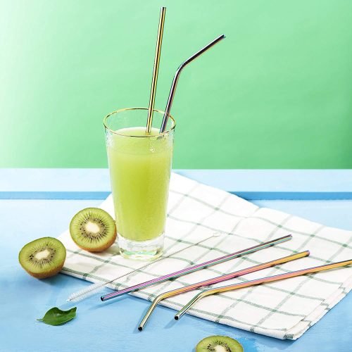 Stainless steel straws in glass drink