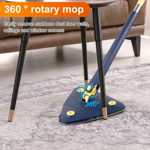 Triangular cleaning mop rotating