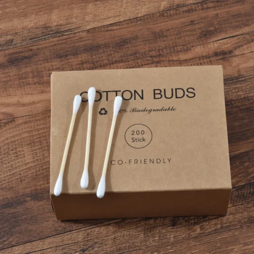 Bamboo cotton buds box closed