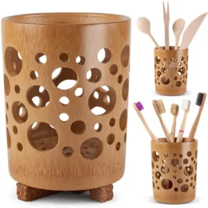 Bamboo toothbrush holder circle