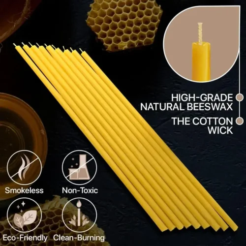 Natural beeswax candles pack features